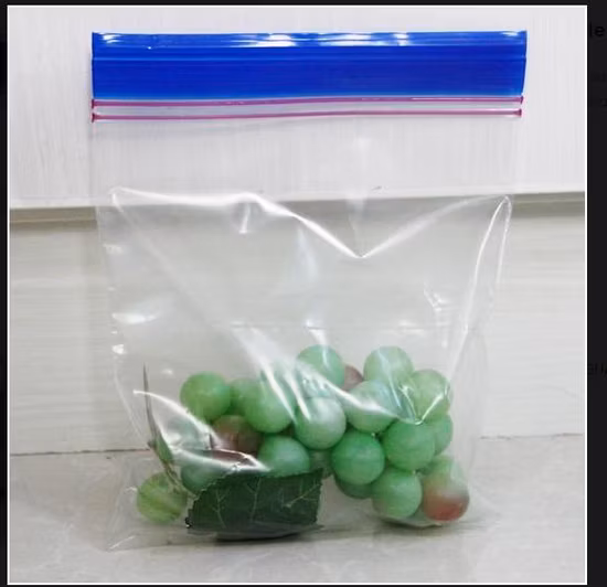 Double Zipper LDPE Clear Transparent Tight Zipper Bag /Ziplock Bag Zip Lock Bag with Color Red Line on Lip Color Zipper Zip Lock Bag